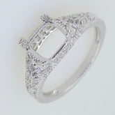 Filigree Sterling Silver Semi Mount Ring Setting Cushion CU 7x7mm Vintage Repro - Syzjewelry